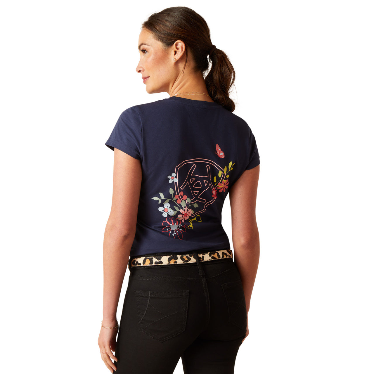 Ariat Womens Pretty Shield Short Sleeved T-Shirt Navy Eclipse