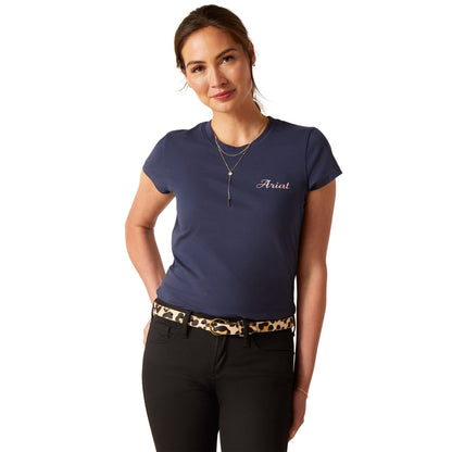 Ariat Womens Pretty Shield Short Sleeved T-Shirt Navy Eclipse