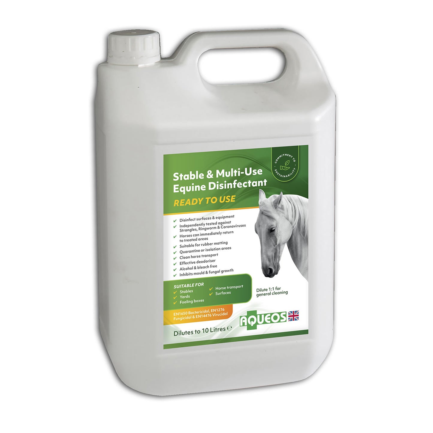 Aqueos Stable & Multi-Use Equine Disinfectant Ready To Use 5 Litre