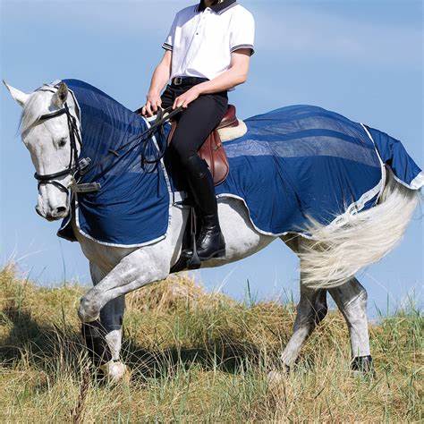 Horseware Amigo Flyrider Ride On Fly Rug Navy/Silver