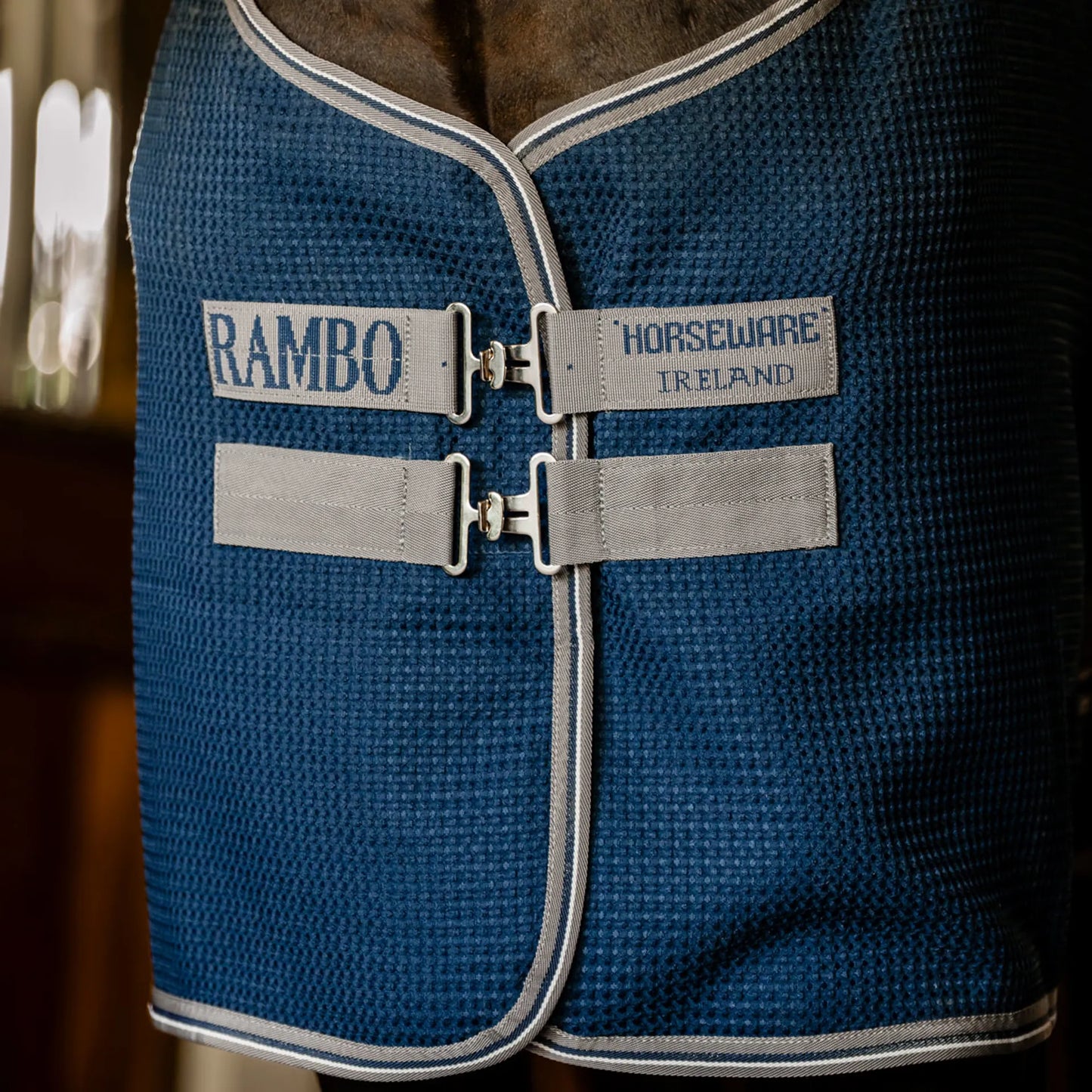 Horseware Rambo Techni Waffle Cooler Navy/Thunderstorm Grey/Silver