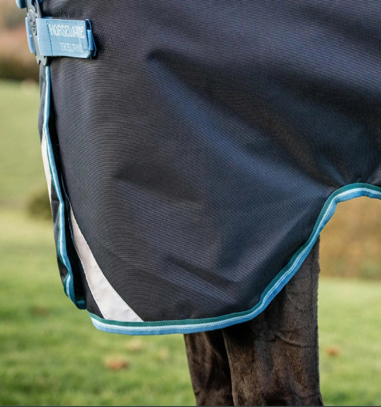 Horseware Amigo Bravo 12 Original Turnout with Disc Front Closure (100g Light) Navy/Turquoise & Aqua & Blue