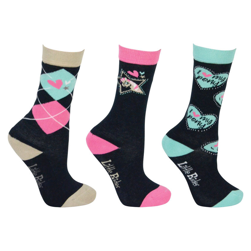 I Love My Pony Collection Socks By Little Rider Childs 8-12 (3 pack)