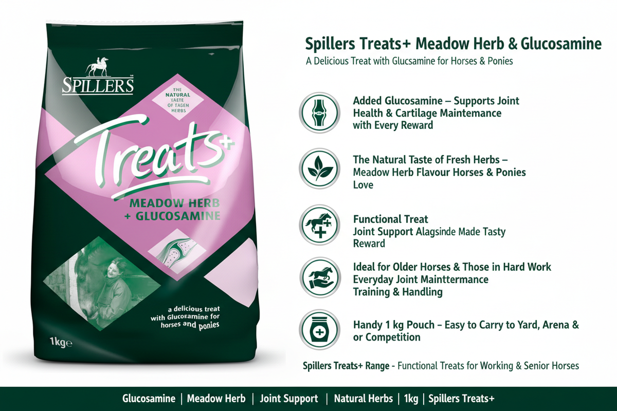 Spillers Treats+ Meadow Herb & Glucosamine Infographic