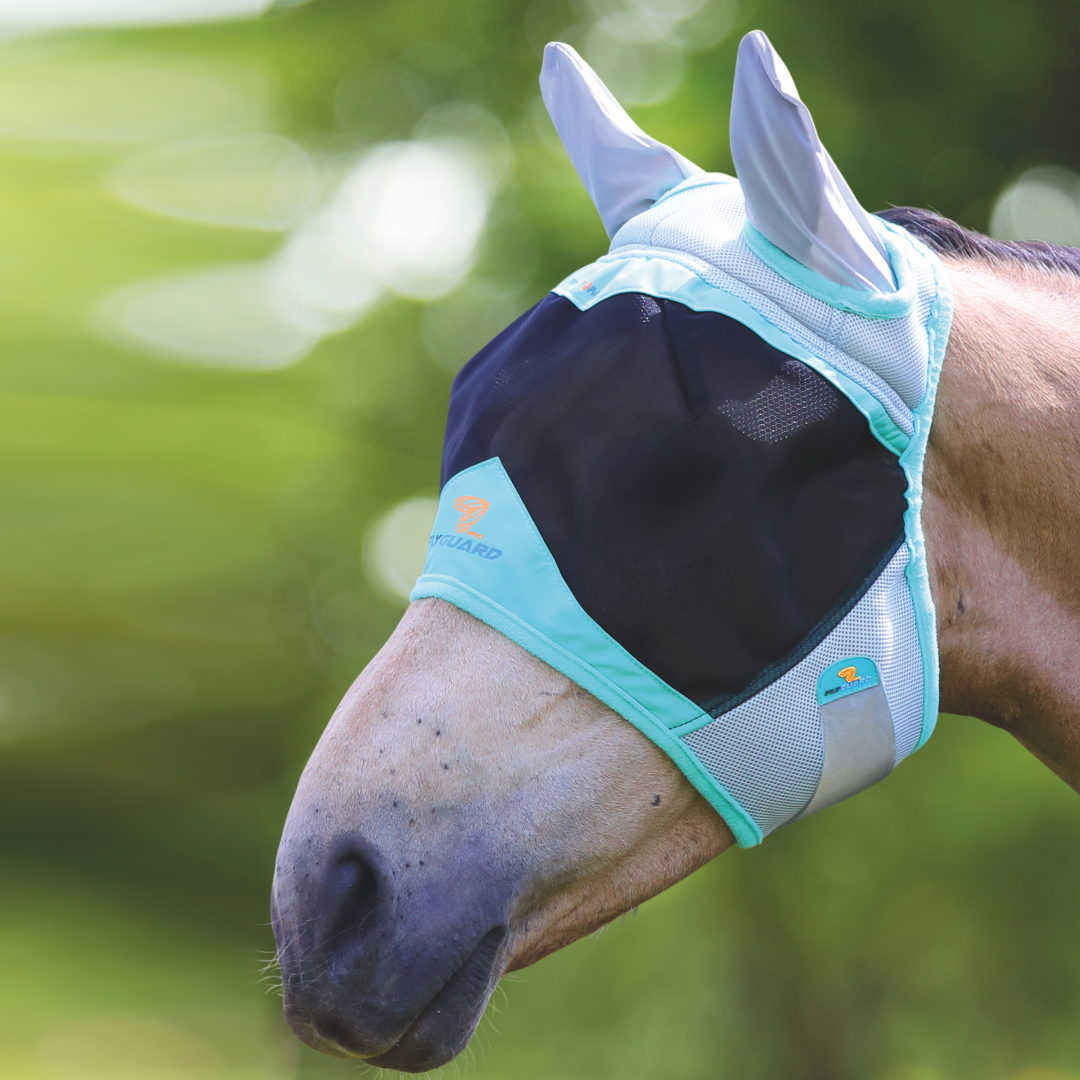 Shires Flyguard Pro Air Motion Fly Mask With Ears Aqua