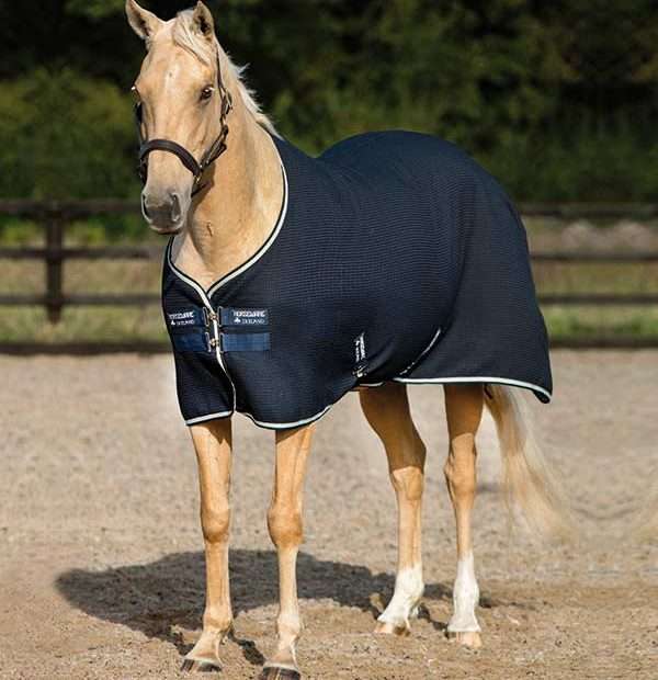 Horseware Rambo Techni Waffle Cooler Navy, Beige and Baby Blue