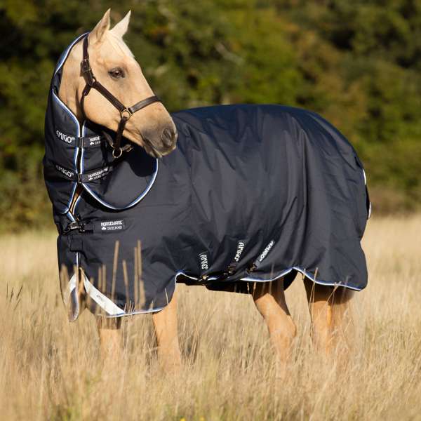 Horseware Amigo Bravo 12 Plus Turnout Rug Lite Navy / Blue Binding