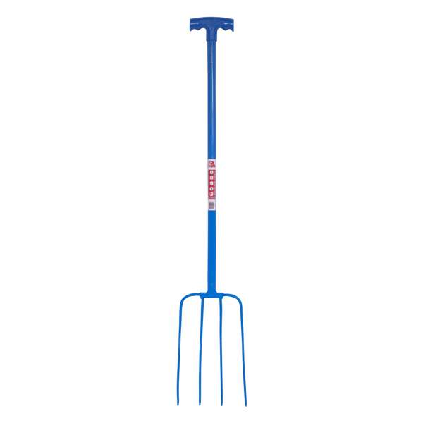 Red Gorilla 4-Prong Tubular Manure Fork T-Handle