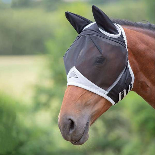 Shires FlyGuard Pro Fine Mesh Fly Mask With Ears Black