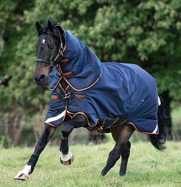 Horseware Rambo Supreme Turnout Lite 50G Navy/Orange/Tan