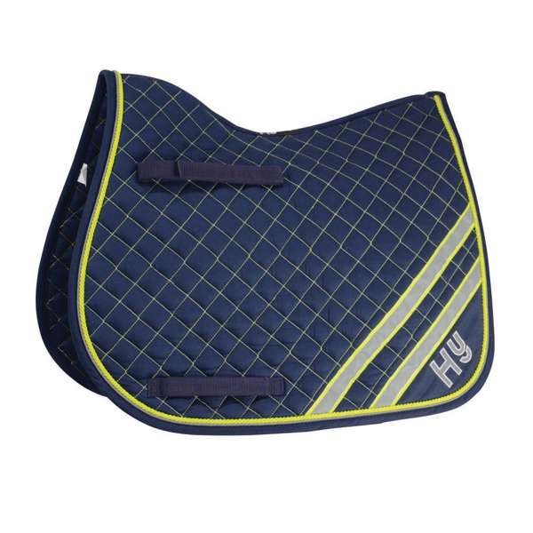 Hy Equestrian Reflector Saddle Pad Yellow/Silver