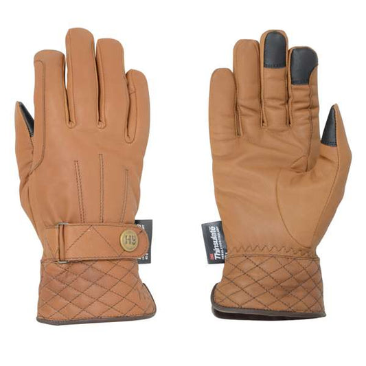 Hy Equestrian Thinsulate Quilted Soft Leather Tan Winter Riding Gloves