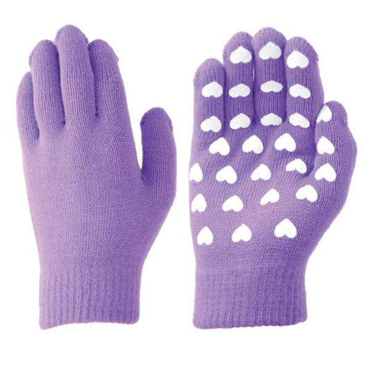 Hy Equestrian Childs Magic Patterned Gloves Purple Hearts
