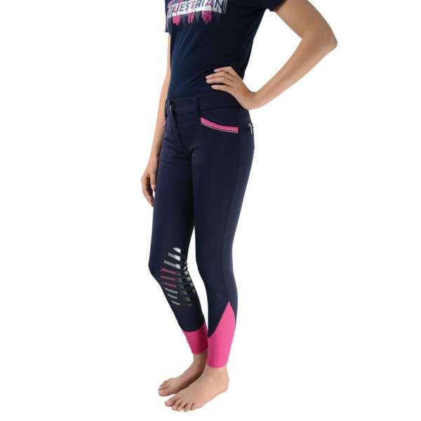 Hy Equestrian Mizs Eugenie Breeches Navy/Pink