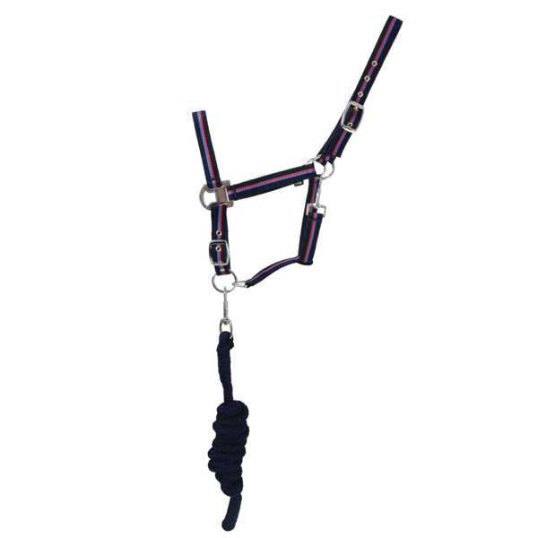 Hy Signature Head Collar & Lead Rope Navy/Red/Blue