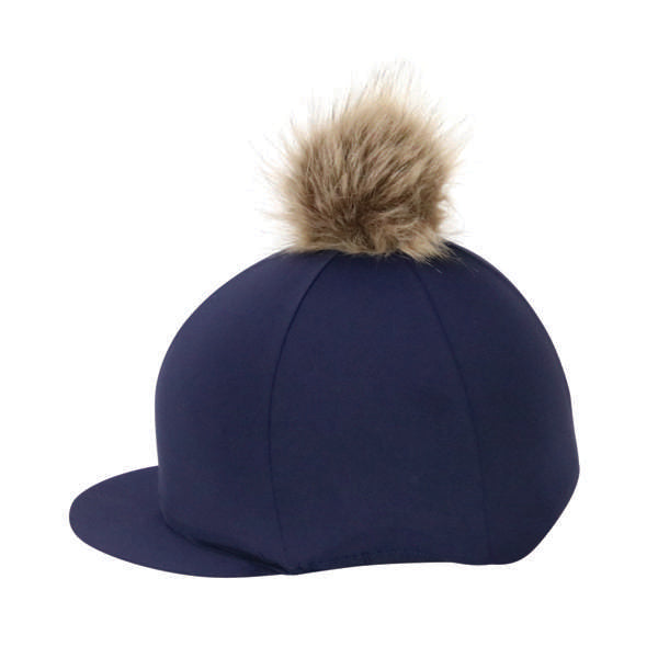 Hy Equestrian Hat Cover With Faux Fur Pom Pom