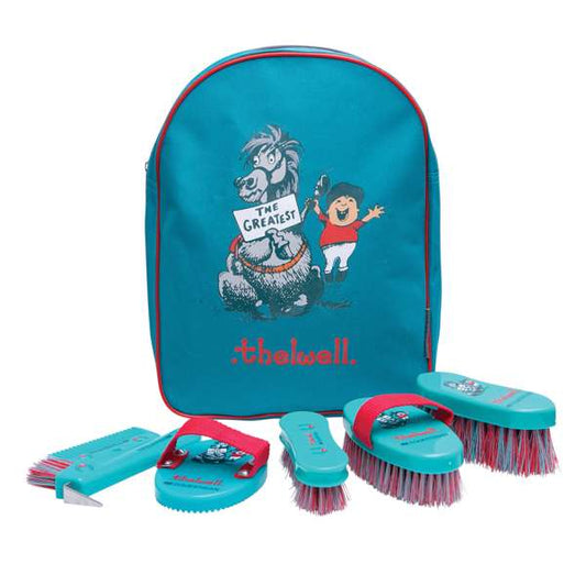 Hy Equestrian Thelwell Collection The Greatest Complete Grooming Kit Rucksack Turquoise/Red