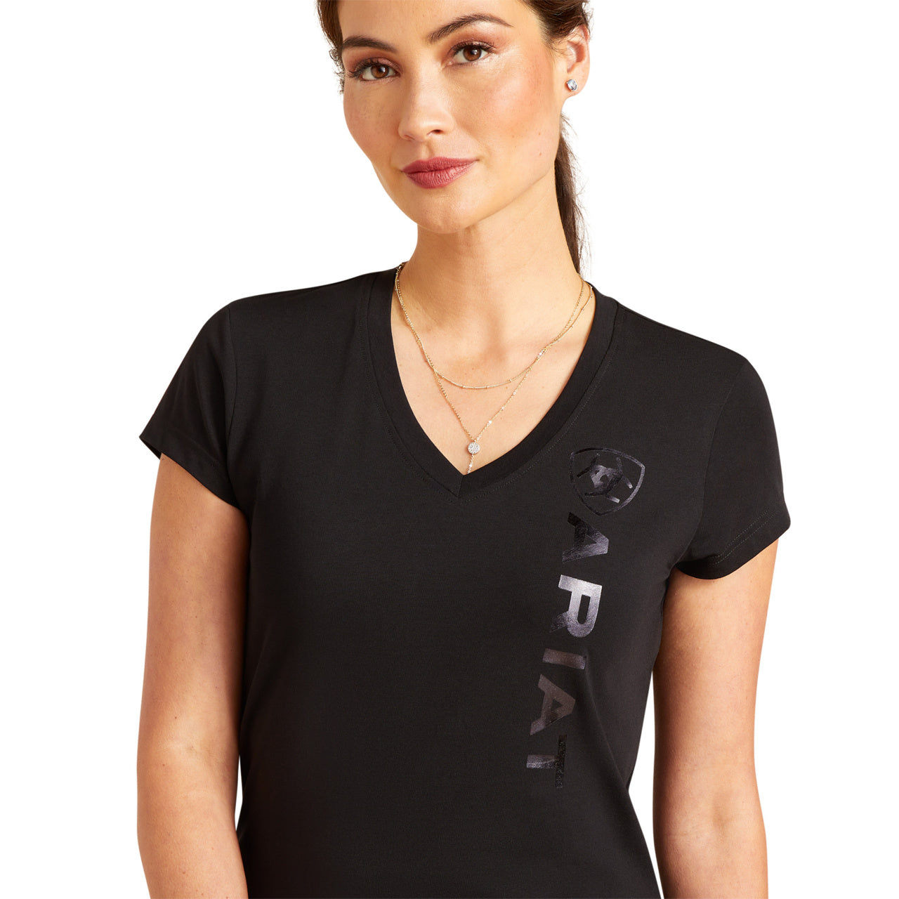 Ariat Womens Vertical Logo V Short Sleeved  T Shirt