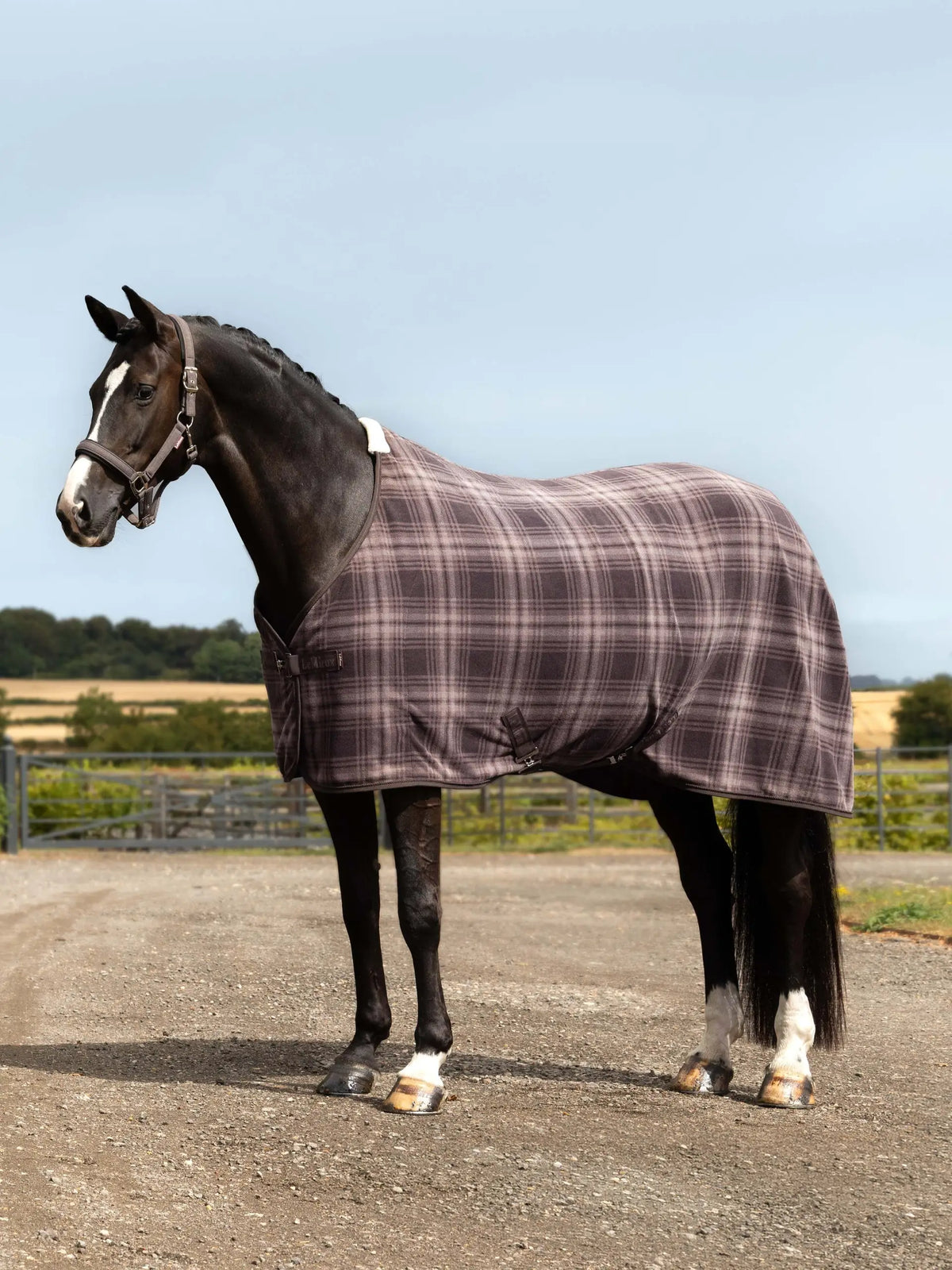 LeMieux Heritage Check Fleece Rug Cocoa view 2