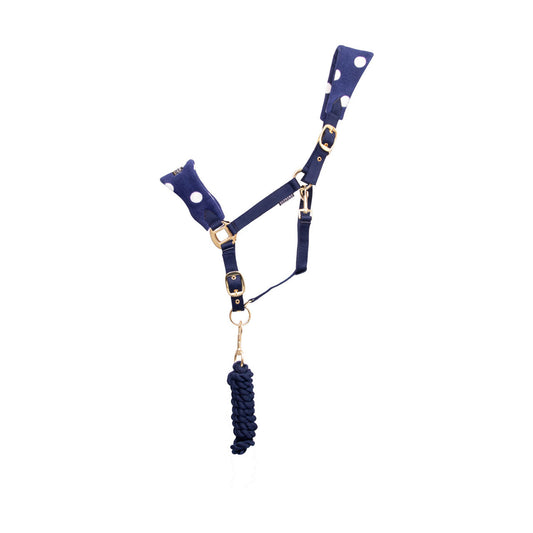 Supreme Products Dotty Fleece Head Collar & Lead Rope Navy Small Pony