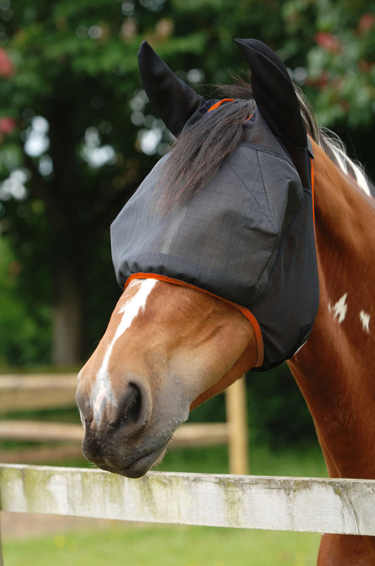 Equilibrium Field Relief Midi Fly Mask with Ears Black/Orange