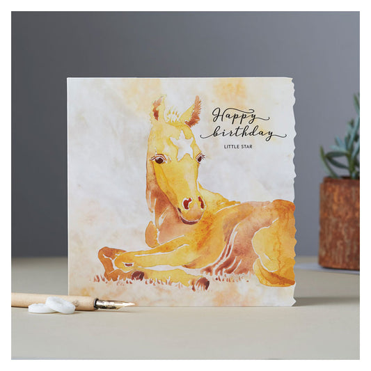 Deckled Edge Fanciful Dolomite Card Happy Birthday Little Star