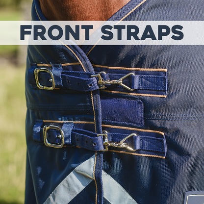 Mackey Wicklow 360g Detach-A-Neck Turnout Rug Navy/Gold view 4