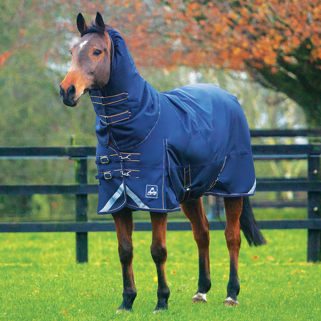Mackey Wicklow 100g Detach-A-Neck Turnout Rug Navy/Gold