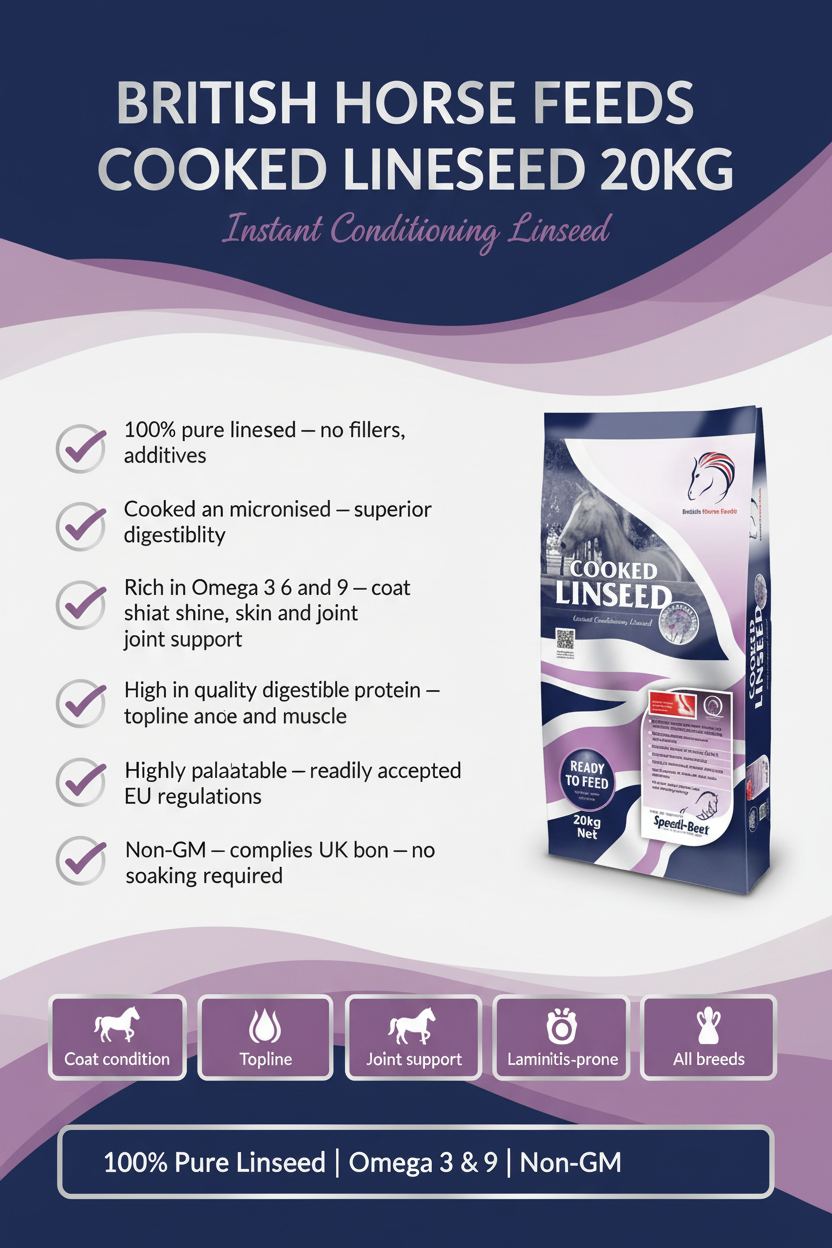 British Horse Feeds Cooked Linseed 20kg Infographic
