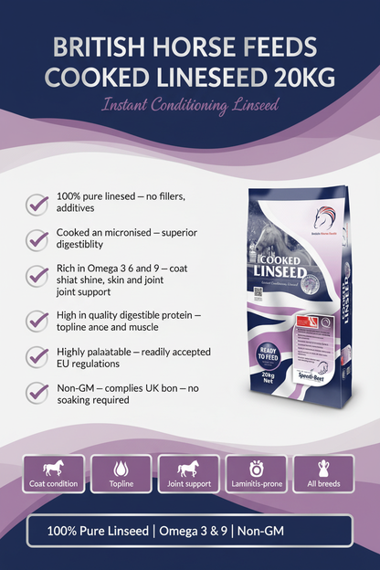 British Horse Feeds Cooked Linseed 20kg Infographic