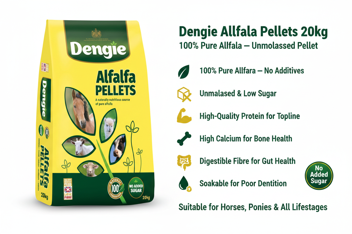 Dengie Alfalfa Pellets Infographic with Packshot