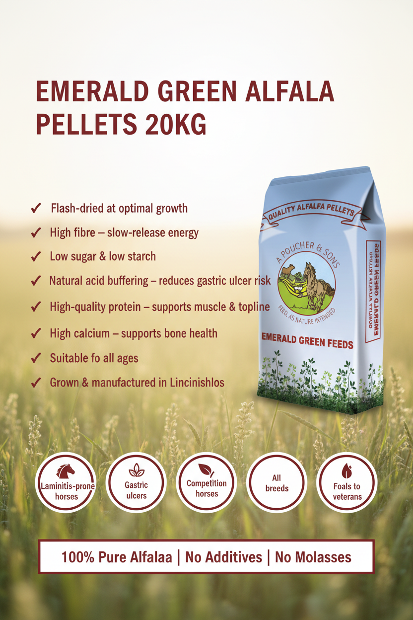 Emerald Green Alfalfa Pellets 20kg Infographic