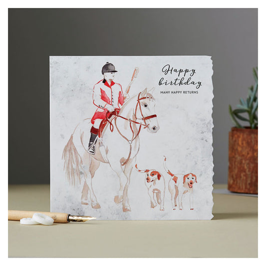 Deckled Edge Fanciful Dolomite Card Happy Birthday Hunting