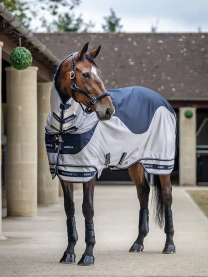 LeMieux Arika Shower-Tek Fly Rug White/Navy view 3