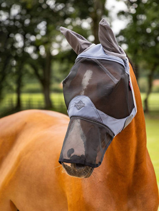 Padded Mesh Fly Mask With Ears For Horses - Half/Full Face Coverage, Sizes M/L