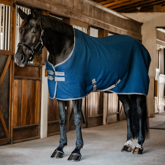 Horseware Rambo Techni Waffle Cooler Navy/Thunderstorm Grey/Silver