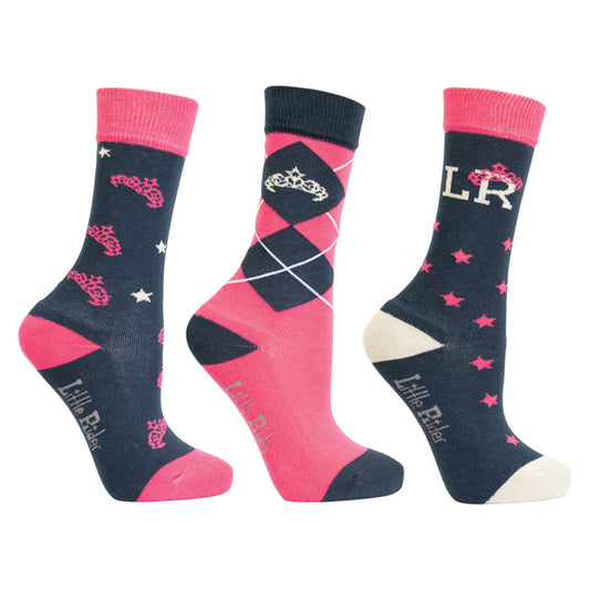 Sasha Socks By Little Rider Navy/Pink Childs 8-12 (3 Pack)