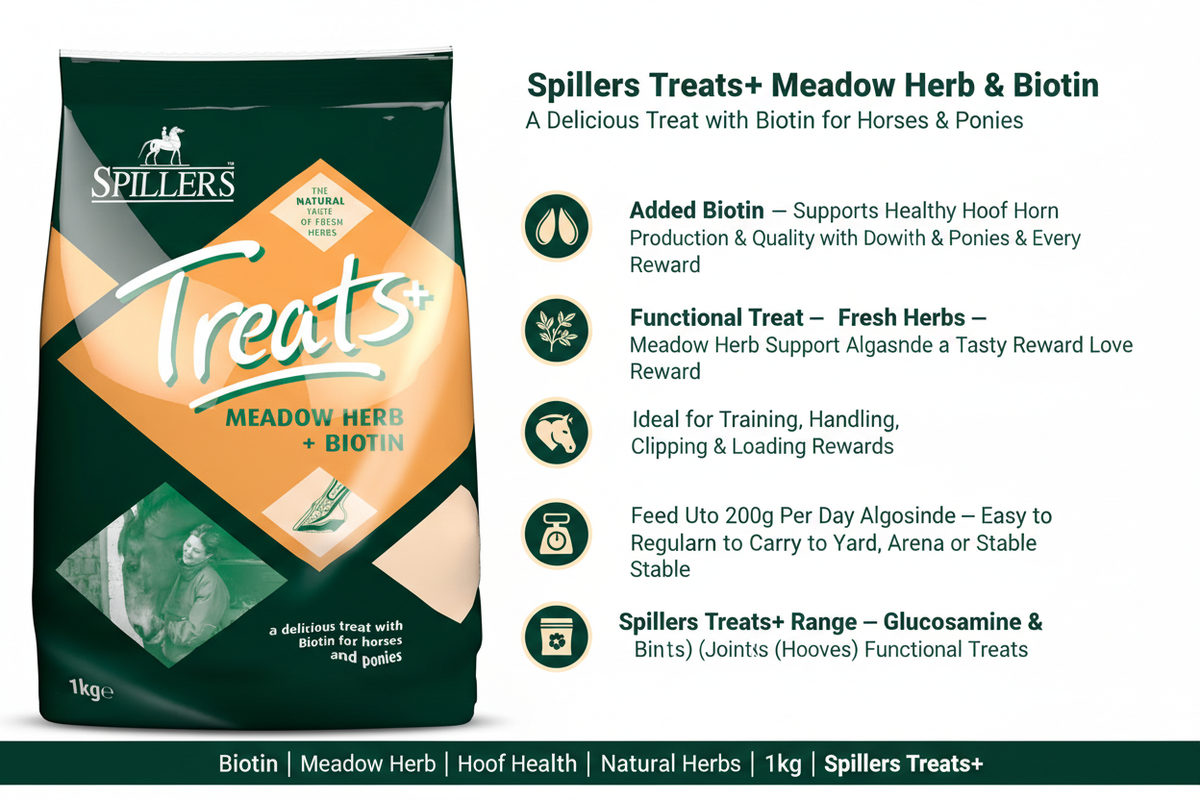 Spillers Treats+ Meadow Herb & Biotin Infographic