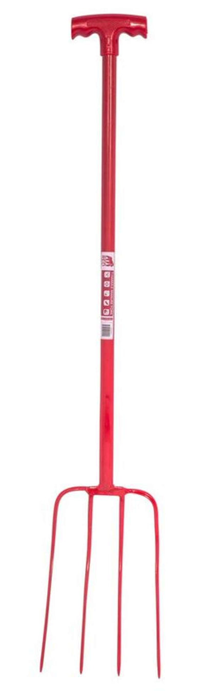 Red Gorilla 4-Prong Tubular Manure Fork T-Handle