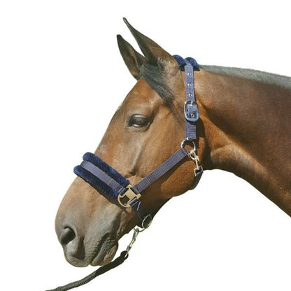 Hy Equestrian Faux Fur Padded Head Collar With Lead Rope