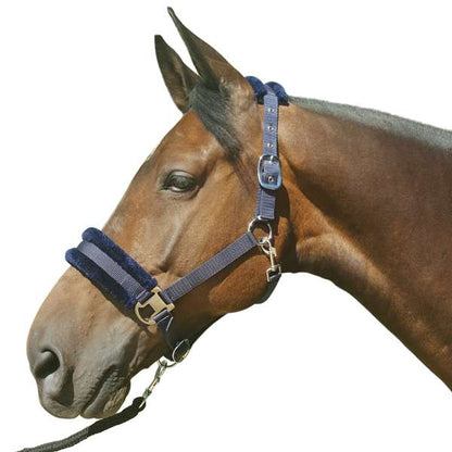 Hy Equestrian Faux Fur Padded Head Collar With Lead Rope