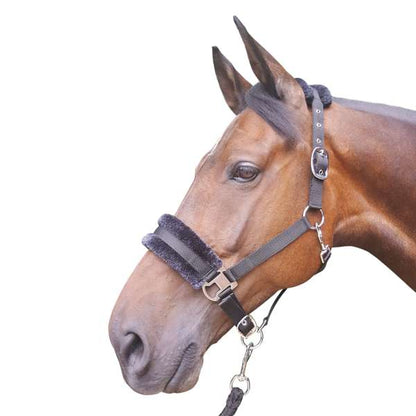 Hy Equestrian Faux Fur Padded Head Collar With Lead Rope