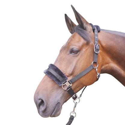 Hy Equestrian Faux Fur Padded Head Collar With Lead Rope