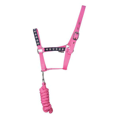 Hy Equestrian Unicorn Head Collar & Lead Rope Navy/Pink