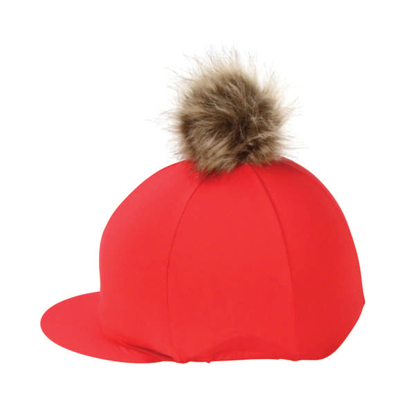 Hy Equestrian Hat Cover With Faux Fur Pom Pom