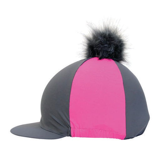 Hy Equestrian Hat Cover With Faux Fur Pom Pom