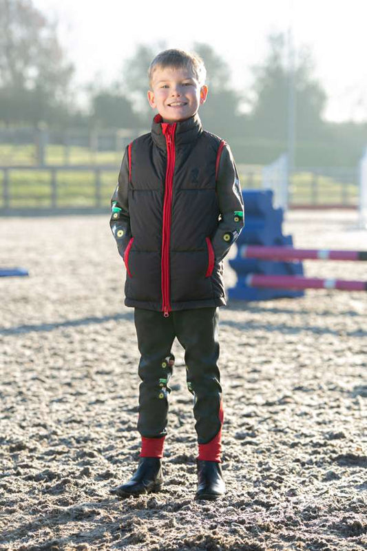 Tractor Collection Padded Gilet By Little Knight Grey/Red