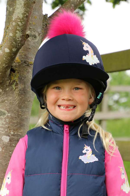 Little Unicorn Padded Gilet By Little Rider Navy/Pink