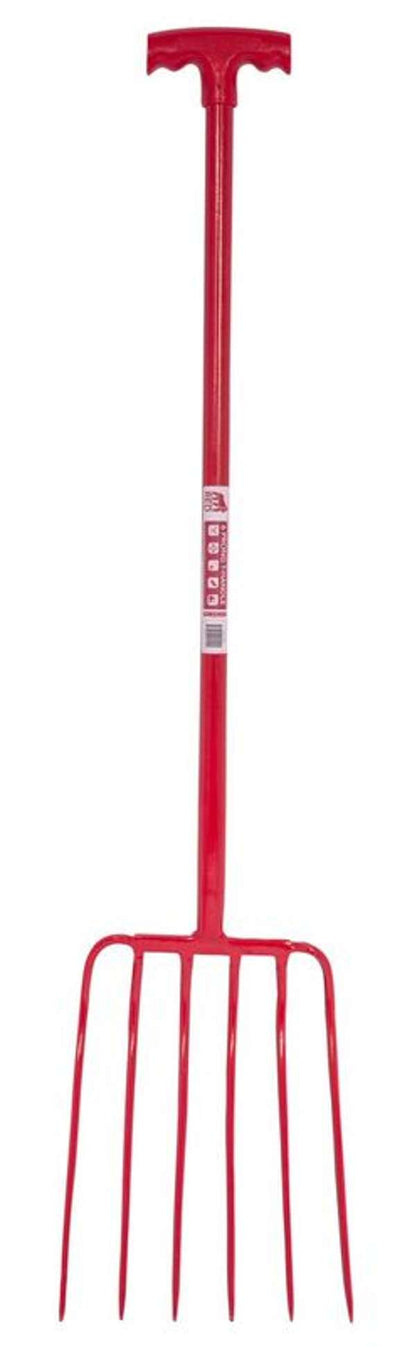 Red Gorilla 4-Prong Tubular Manure Fork T-Handle