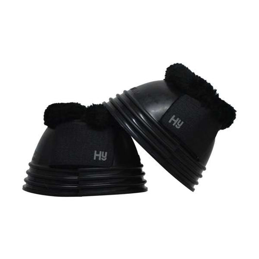 Hy Equestrian Ringed Fleece Topped Over Reach Boots Black